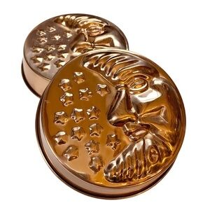 Vintage 2pc Copper Moon And Stars Celestial Copper Baking Mold ODI Made In Korea